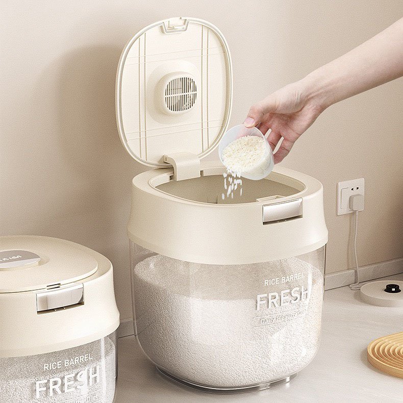 ធុងអង្ករ (Round) + ពែងវាល់អង្ករ