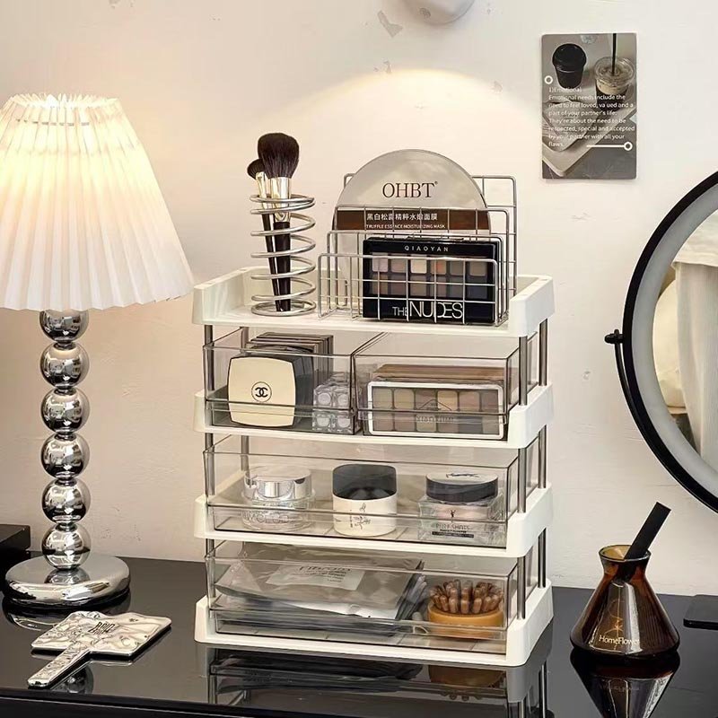 ធ្នើរដាក់អីវ៉ាន់ កែវទឹក កែវកាហ្វេ ម៉ាសបិទមុខ ៤ថ្នាក់ (Storage rack 4 floors)