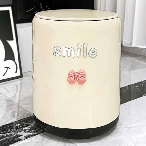 Trash can (13L) double layer with cover+bow+Smile