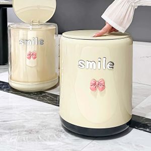 Trash can (13L) double layer with cover+bow+Smile
