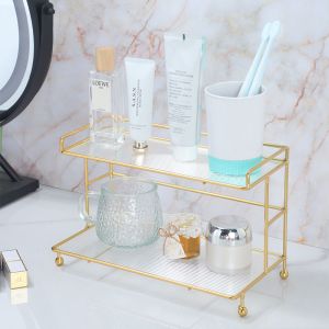 ធ្នើរដាក់ក្នុងបន្ទប់ទឹក​ 2 ជាន់​ (Golden frame)