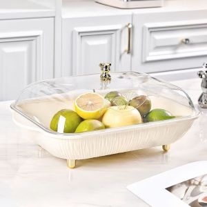 ចានជ័រសម្រាប់ដាក់ផ្លែឈើ នំ ចំនី​ កាហ្វេ គំរបថ្លា Covered​ fuit plate for coffee, candy, snack