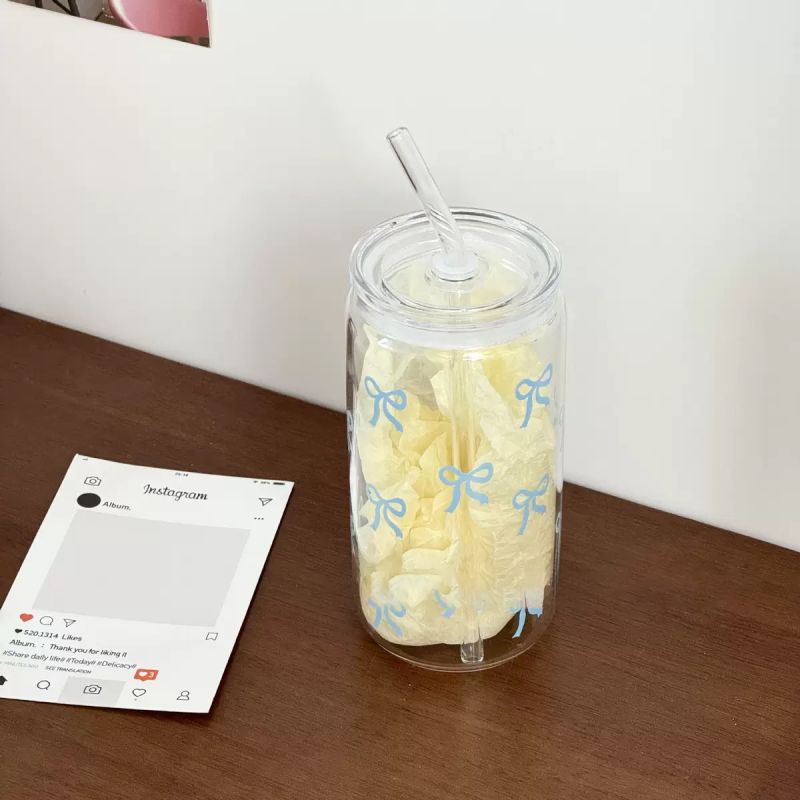 Blue bow + transparent lid/500ml