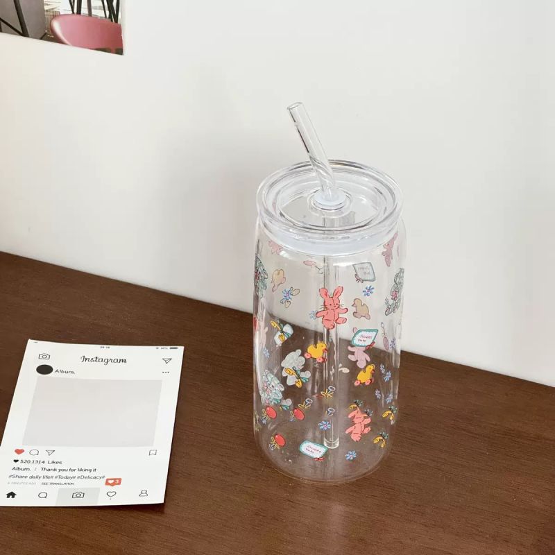 Plaid bear + transparent lid/500ml